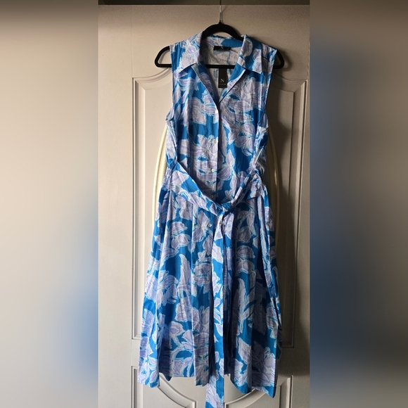 NWT Natori Misty Floral Cotton Halter Shirt Dress ~ Size Large - Picture 3 of 10